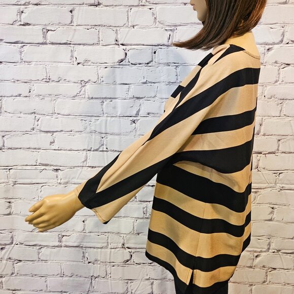 THE LOFT - striped tan/black lightweight 3/4 sleeve blouse - Picture 9 of 10